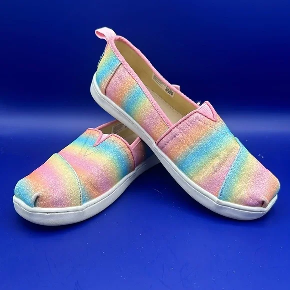 Toms Shoes Toms Shoes Youth 35 Girls Alpargata Glitter Rainbow